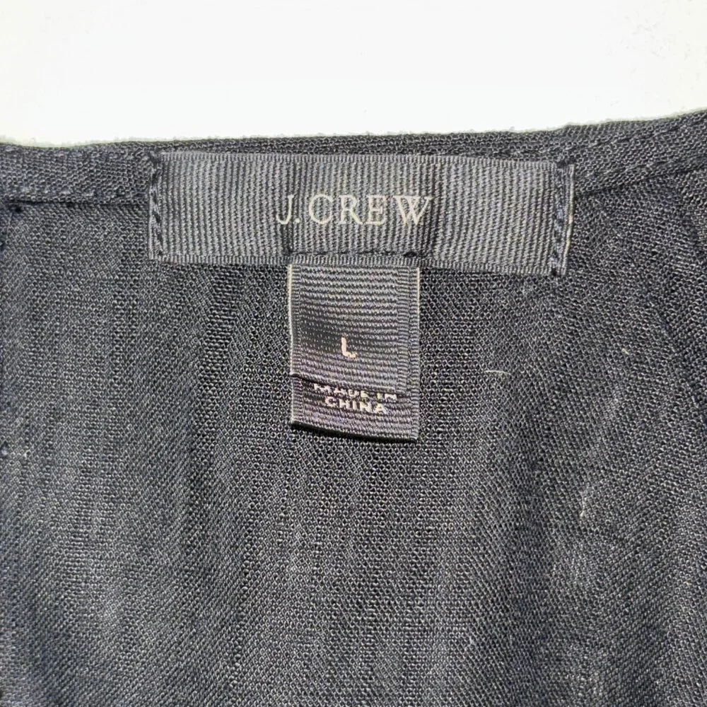 J. Crew Scalloped Romper Tencel®-Linen Black G5371 Size L